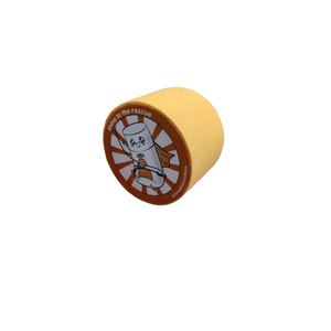 Orange roll of zinc oxide tape on a white background