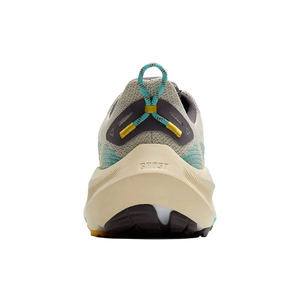 Back view of a running shoe with visible brand logo on a white background