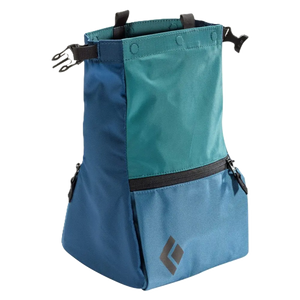 Blue and teal chalk bag with zippers