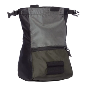 Black and gray chalk bag with zippers
