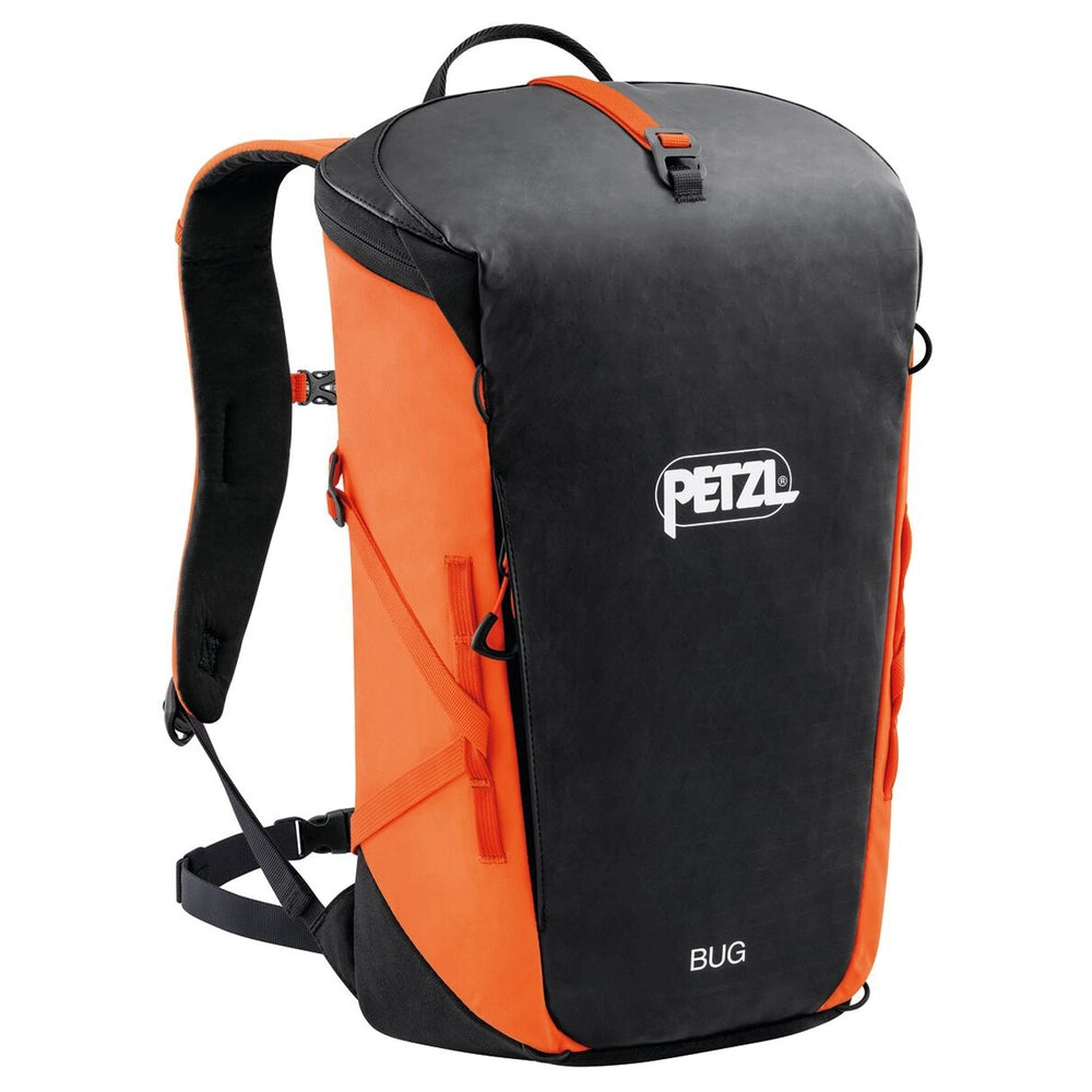 Black backpack with Petzl logo on a white background