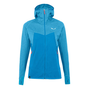 Blue jacket with a brand logo on a white background