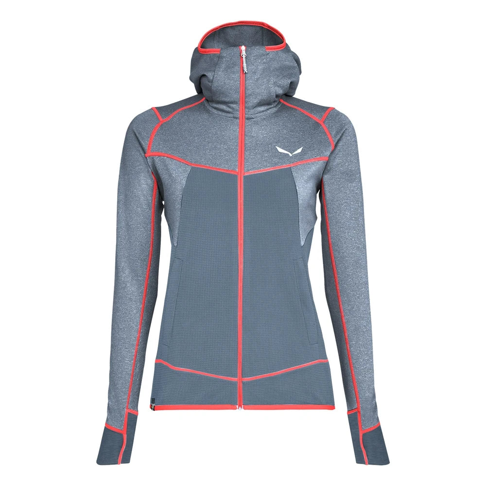 Blue jacket with a brand logo on a white background