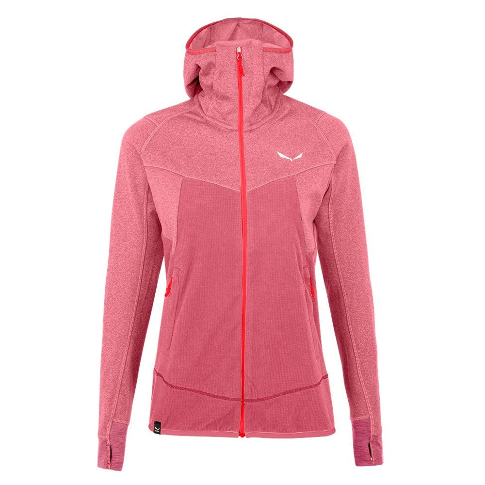 Pink jacket with a red zipper on a white background