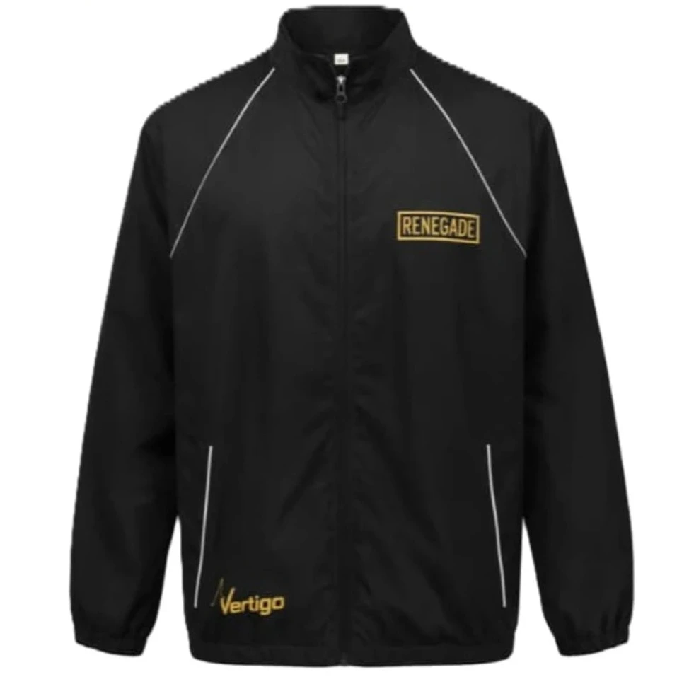 Black jacket with 'Renegade' and 'Vertigo' logos on a white background