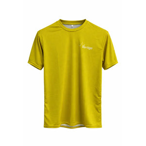 Yellow t-shirt with a logo on a white background